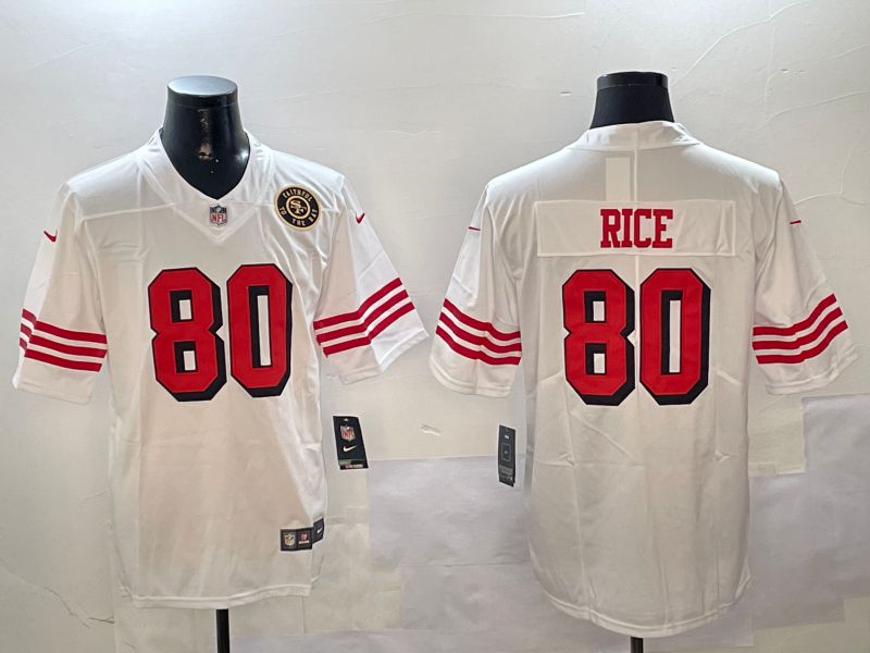 Men San Francisco 49ers #80 Rice White Throwback 2024 Nike Limited NFL Jersey style 01042